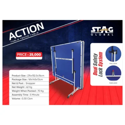 Stag Global Action Table Tennis Table Blue Top