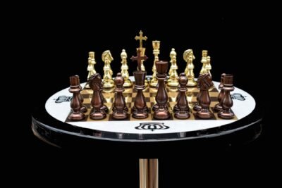 Brass Luxury Chess Table 22″ x 18″ Detachable With Solid Brass 4.75″ Chess Pieces