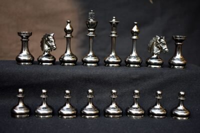 Bridle Knight Solid Brass Chess Pieces Brass & Black Coated 3.75″ King