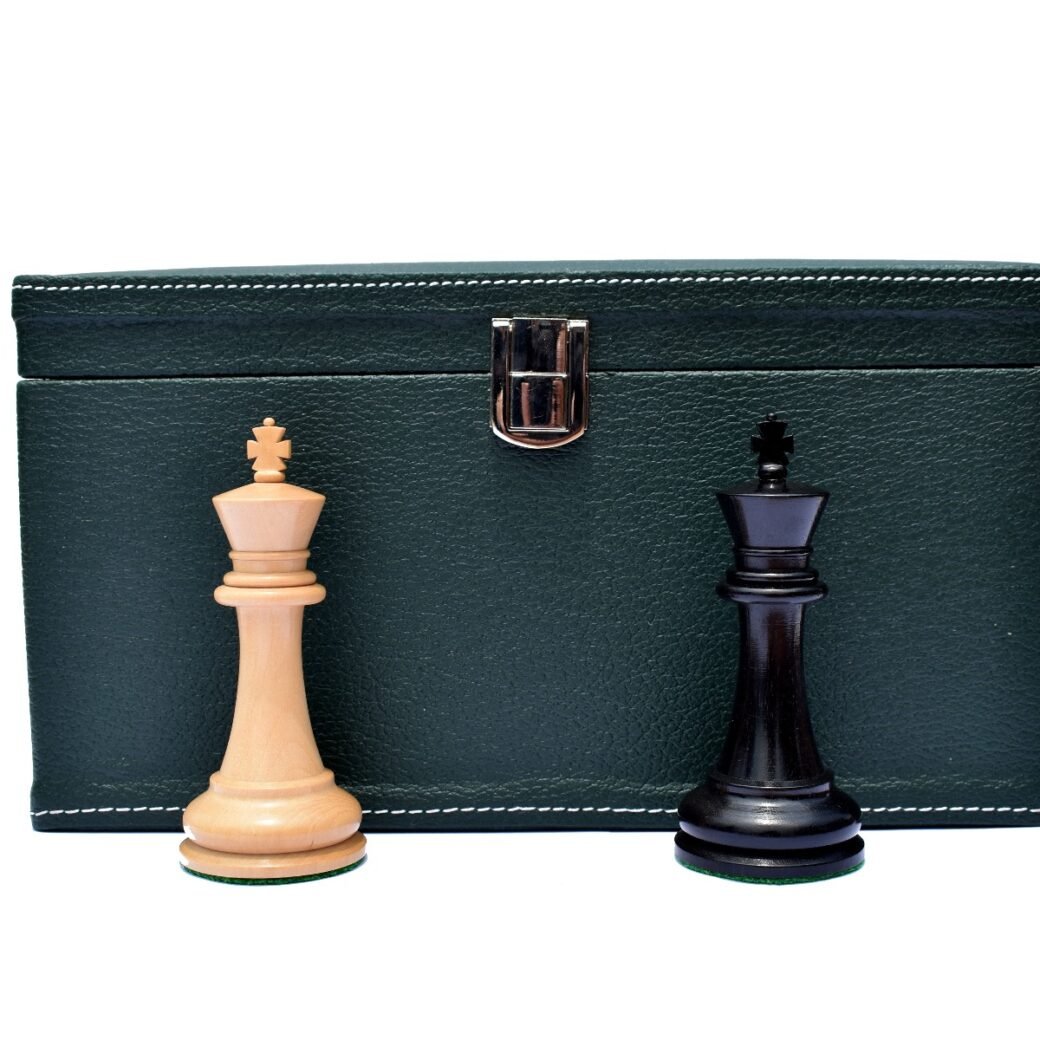 Ocean Green Leatherette Luxury Chess Storage Box For 4″ to 4.75″ Chess Pieces