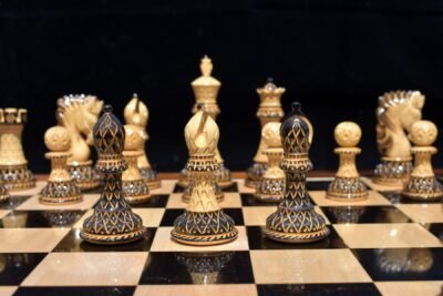 Limited Edition Designer Parker Series Chess Pieces Boxwood Burnt High Glossy 4″ King