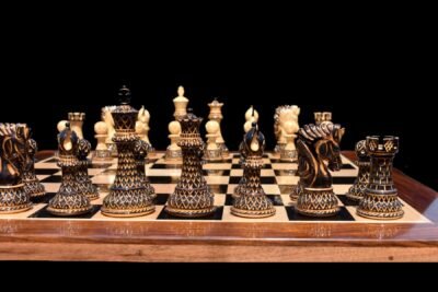 Limited Edition Designer Parker Series Chess Pieces Boxwood Burnt High Glossy 4″ King