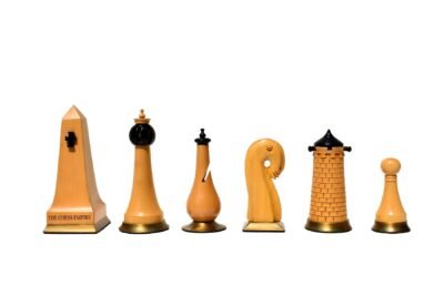 Limited Edition–The Hallgrimur Reykjavik Series chess pieces Boxwood & Ebony 4.5″ king