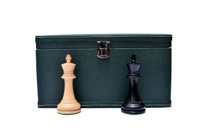 Ocean Green Leatherette Luxury Chess Storage Box For 4″ to 4.75″ Chess Pieces