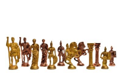 Roman Art Carved Solid Brass Chess Pieces Brass & copper Coated 3.25″ Chess Pieces