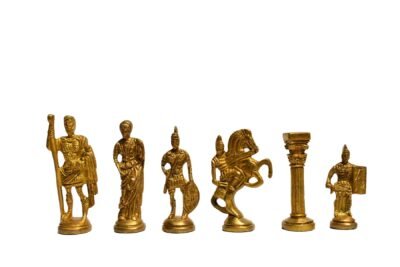 Roman Art Carved Solid Brass Chess Pieces Brass & copper Coated 3.25″ Chess Pieces