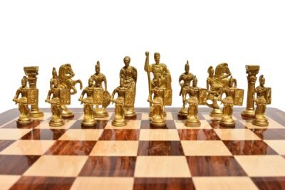 Roman Art Carved Solid Brass Chess Pieces Brass & copper Coated 3.25″ Chess Pieces