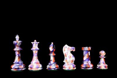 The Carnival Series Chess Pieces Ivory White & Purple Lacquered 4″ King