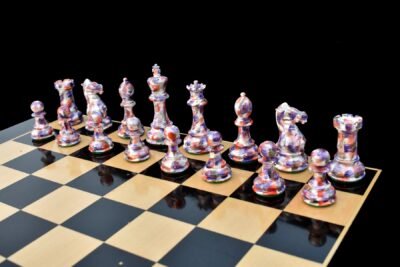 The Carnival Series Chess Pieces Ivory White & Purple Lacquered 4″ King