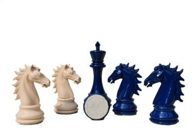 The Emperor Series Chess Pieces Pearl White & Royal Blue Lacquered 4.4″ King