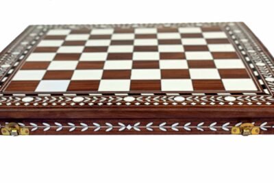 Square Size : 1.5” Inches/ 3.75 CM Chess Board : 16” Inches/ 40 CM Material Wood : Sheesham Wood. Inlay : Acrylic . Please note our all products are hand crafted and there are few chances of variation for 5 % plus or minus.