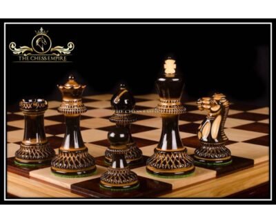 The Parker Burnt Series Chess Pieces Boxwood Burnt Lacquered 3.75″ King