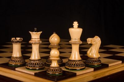 The Parker Burnt Series Chess Pieces Boxwood Burnt Lacquered 3.75″ King