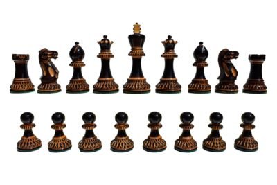 The Parker Burnt Series Chess Pieces Boxwood Burnt Lacquered 3.75″ King