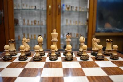 The Parker Burnt Series Chess Pieces Boxwood Burnt Lacquered 3.75″ King