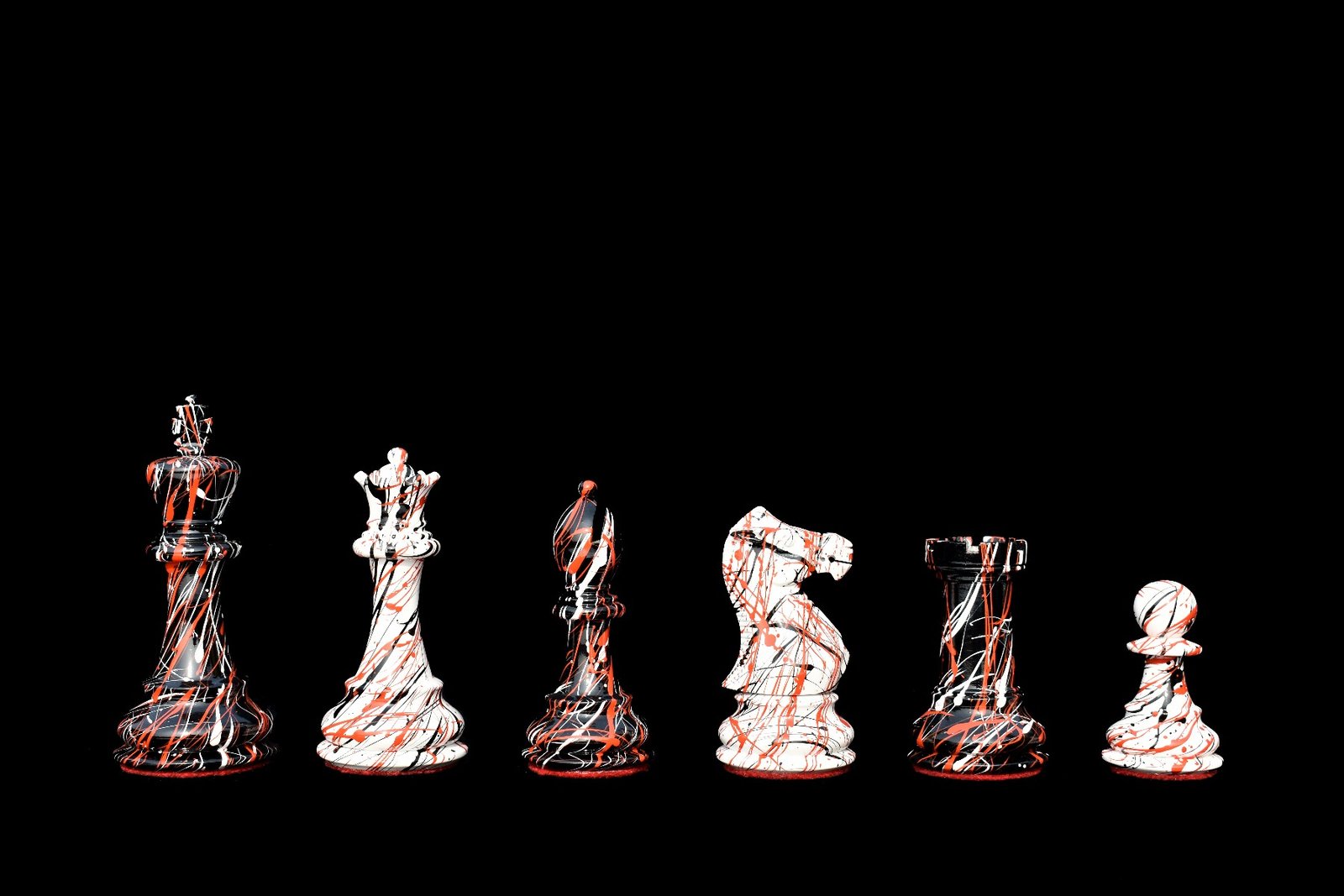 The Zebra Series Chess Pieces Ivory White & Black Lacquered 4″ King