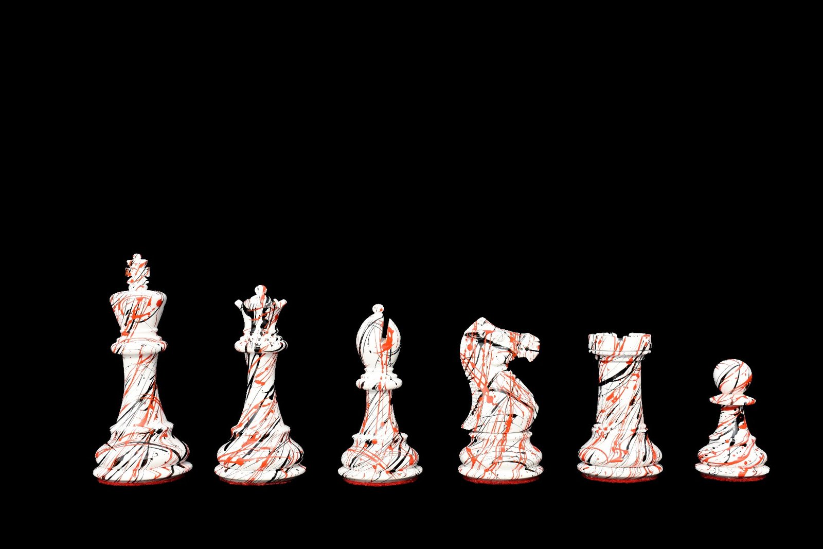 The Zebra Series Chess Pieces Ivory White & Black Lacquered 4″ King