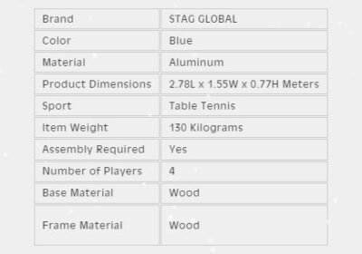 Stag Americas 16 Table Tennis Table 25mm