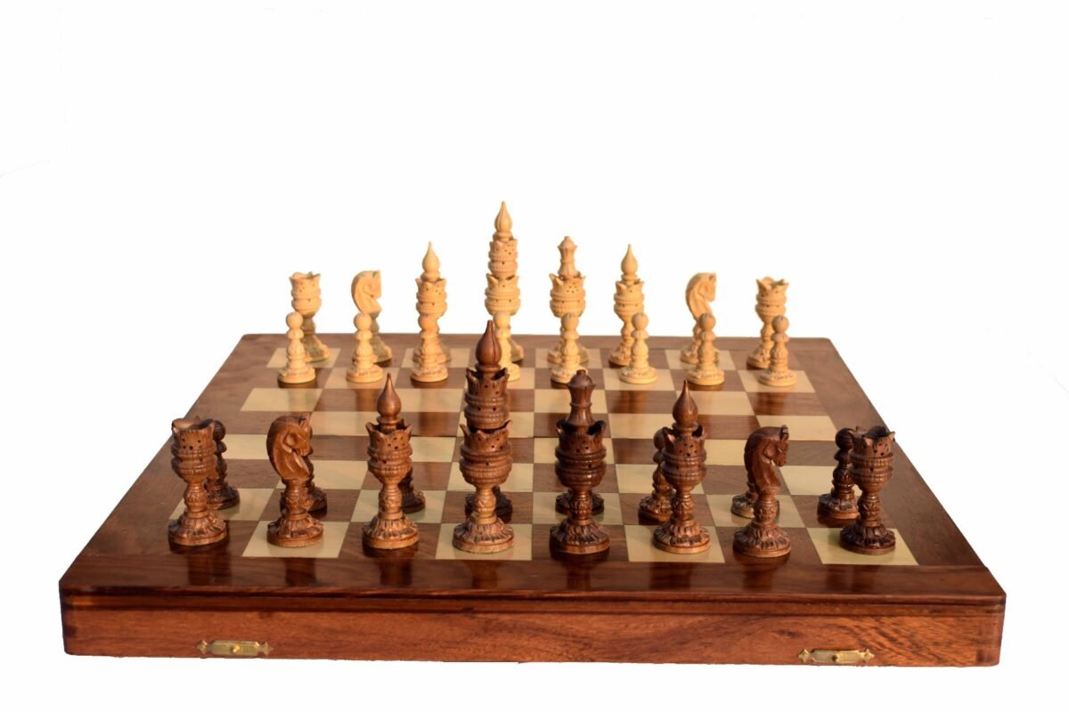 The Lotus Flower Carved Chess set