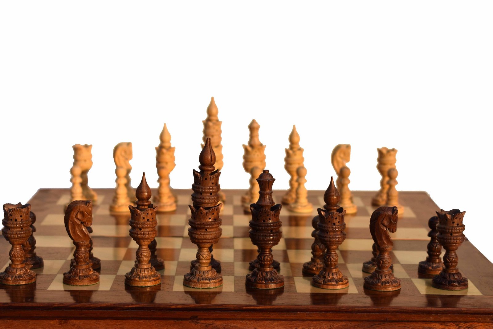 The Lotus Flower Carved Chess set