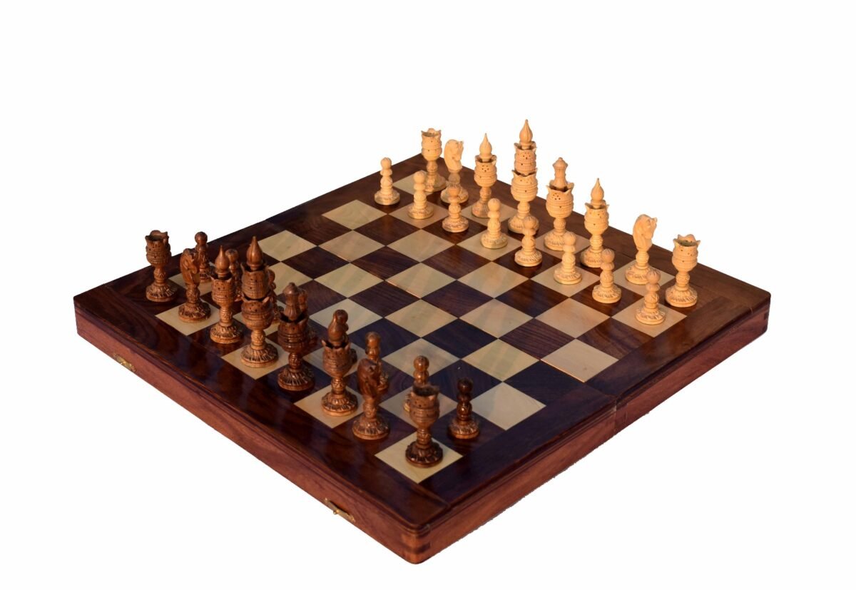 The Lotus Flower Carved Chess set