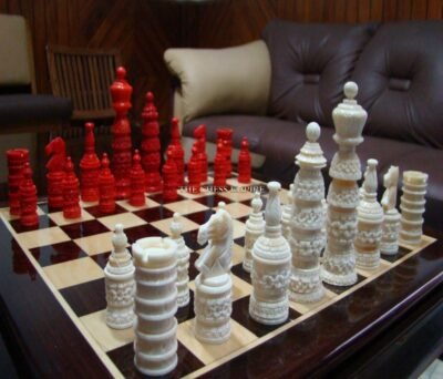 Catholic Tower Series Bone Chess pieces