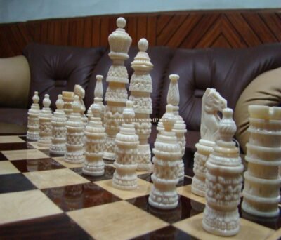 Catholic Tower Series Bone Chess pieces