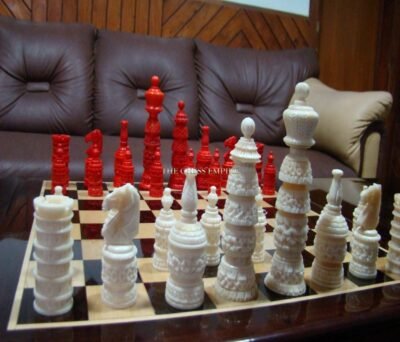 Catholic Tower Series Bone Chess pieces